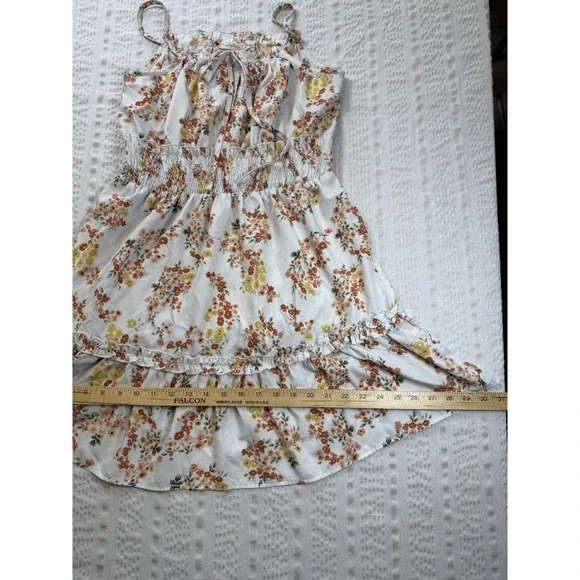 Indigo Rd Floral Spaghetti Strap Mini Dress Womens Medium Smocked Waist Ruffle - Picture 4 of 6